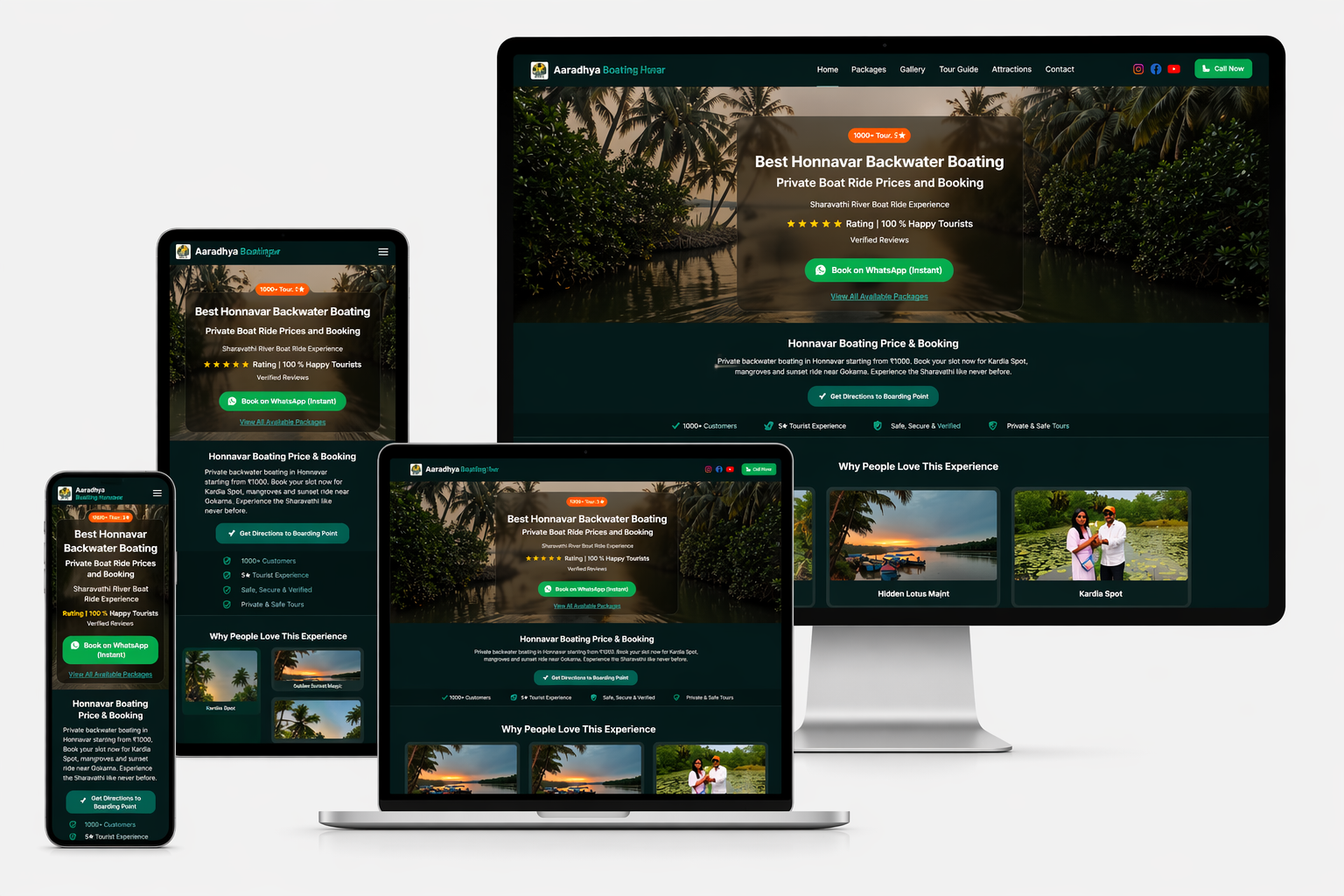 Aaradhya Boating Honnavar website designed by Sharva IT