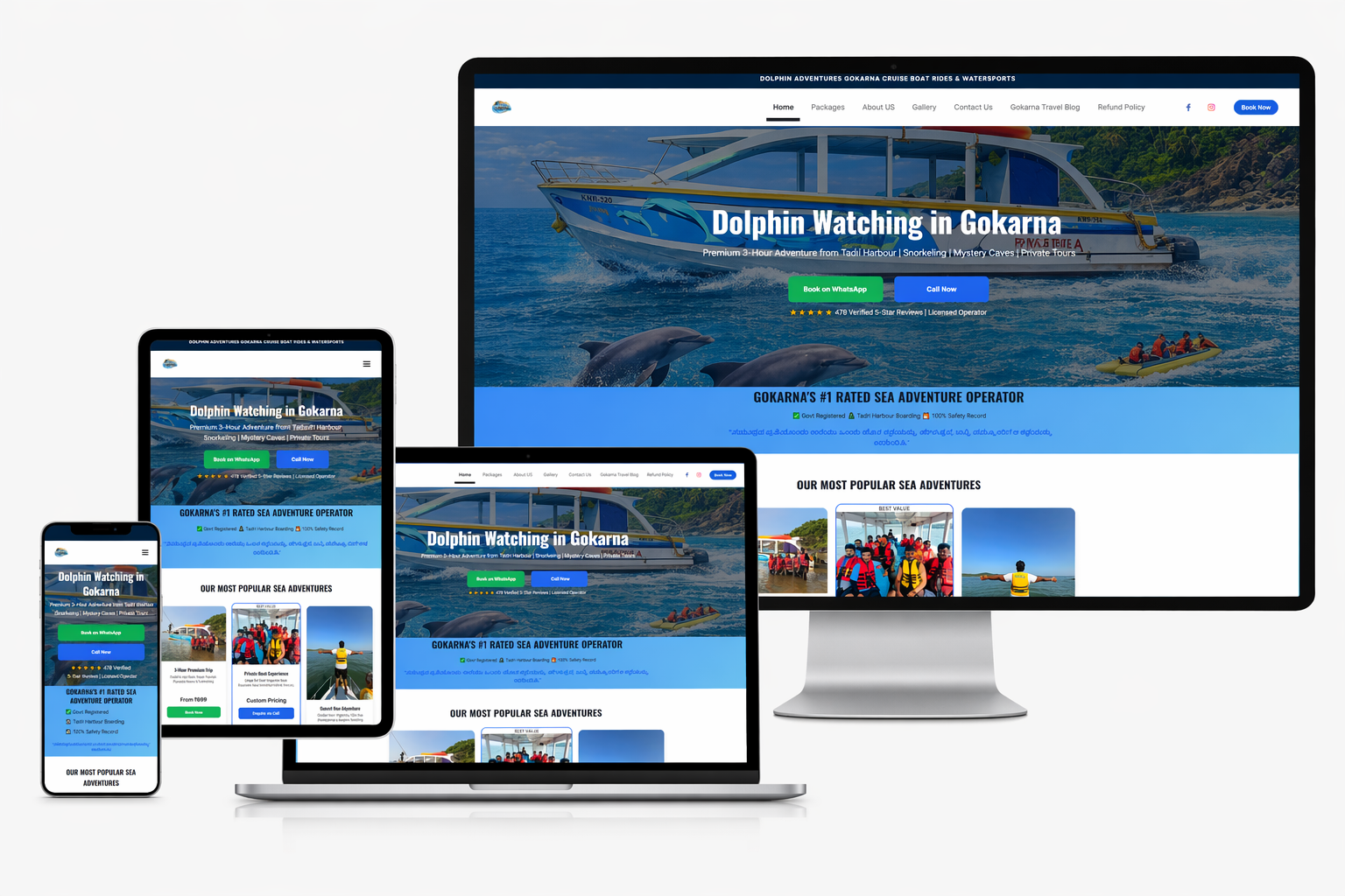 Dolphin Adventures Gokarna website designed by Sharva IT