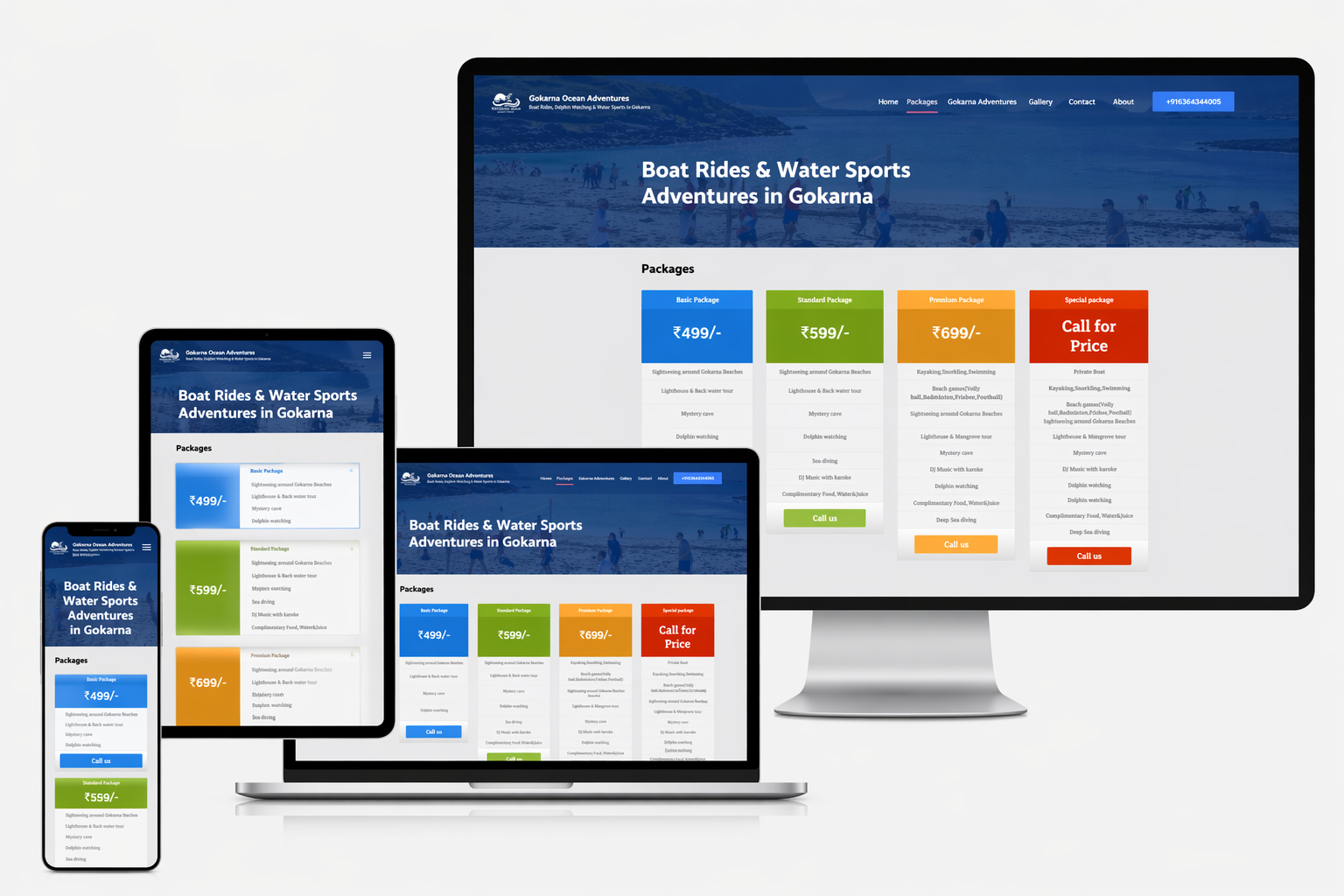 Gokarna Ocean Adventures website designed by Sharva IT