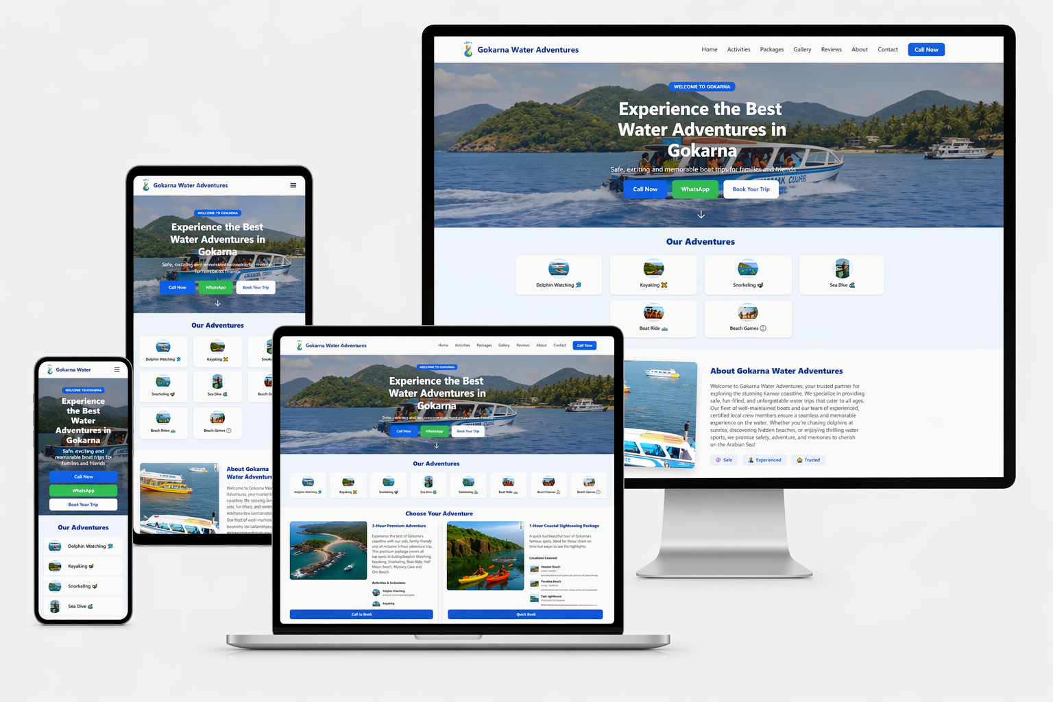 Gokarna Water Adventures website by Sharva IT